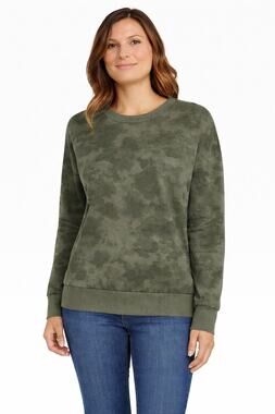 Mondetta Tencel Sweatshirt Women L Green Camo NWT